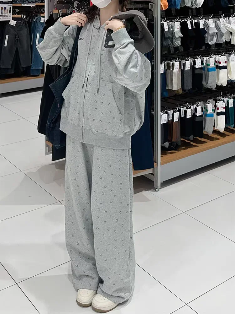 

Высококачественный кардиган с принтом, спортивный костюм для студентов, удобный весенне-осенний ленивый стиль, комплект из двух предметов