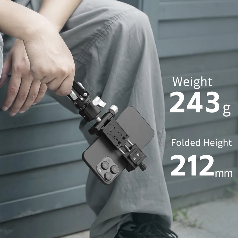 XILETU Mini-Stativ mit Arca Swiss-Kugelkopf und Kaltschuh, Hand-Selfie-Stick aus Metall für Telefonkamera, 3 kg Last für Live-Vlog