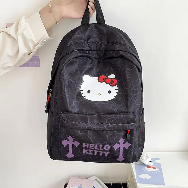 

Sanrio HelloKitty Large Capacity Student Backpack with Trendy Printed Design and Hidden Zipper Bag on The Back Anime Backpack