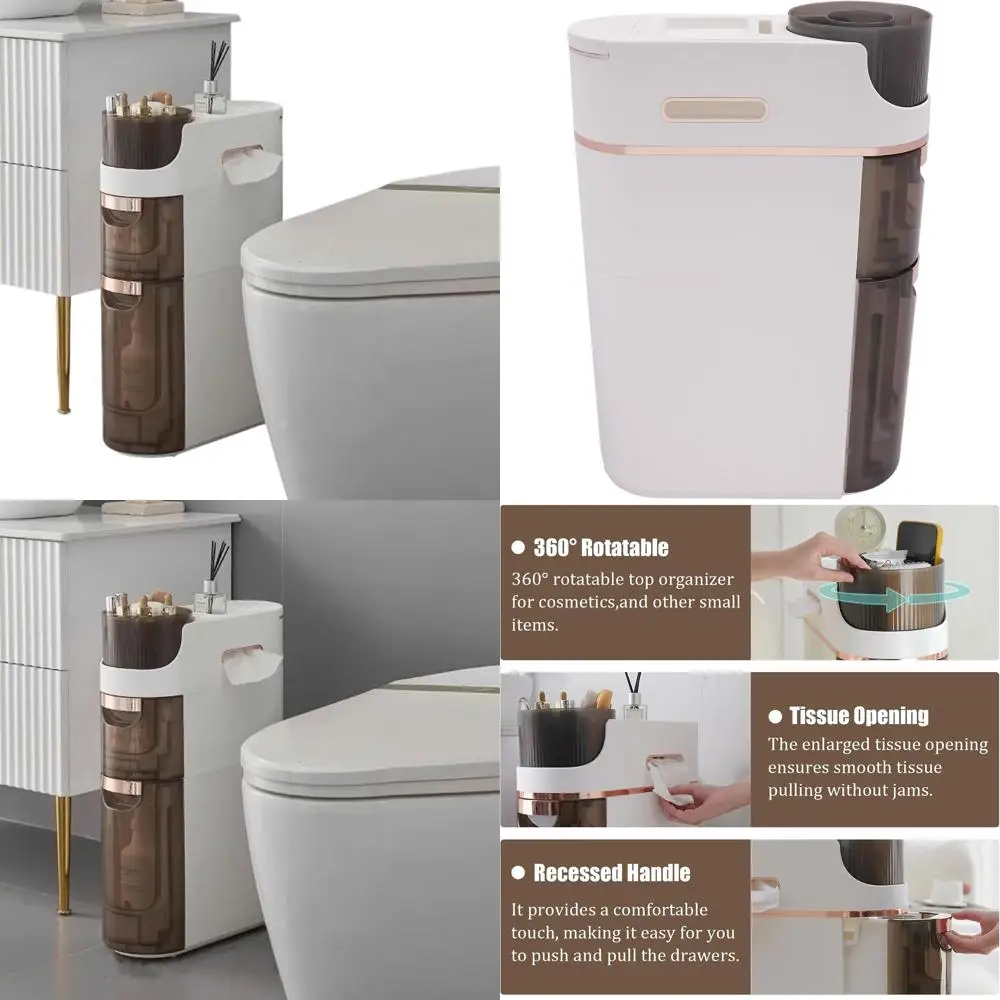 

Space-Saving Slim Bathroom Storage Cabinet with Toilet Paper Holder for Small Spaces, Ideal for Bathroom, Kitchen, and Bedroom