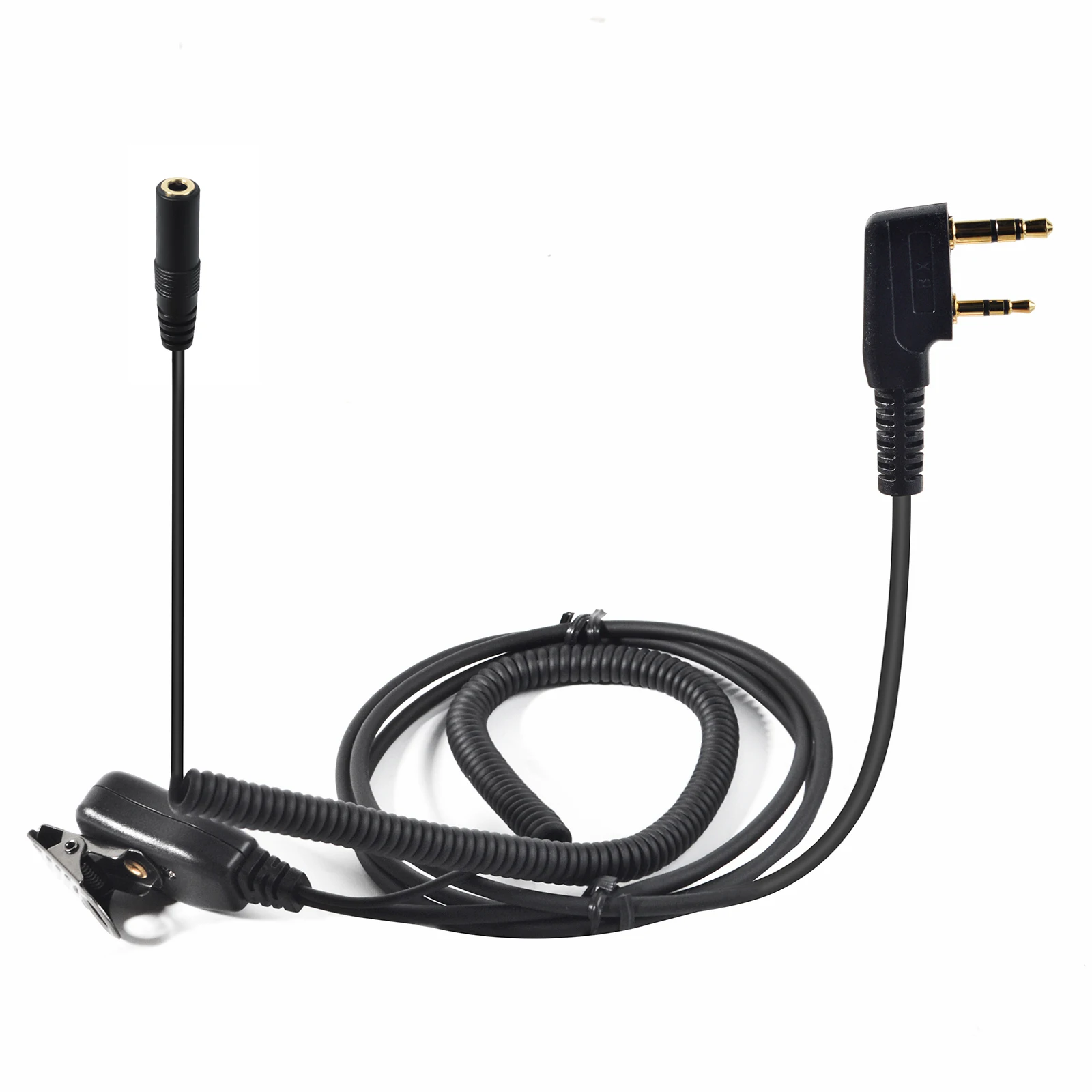 Auricular de Audio hembra Universal de 2 pines a 3,5mm, Cable de transferencia de auriculares con micrófono PTT Compatible con walkie-talkie Kenwood Baofeng
