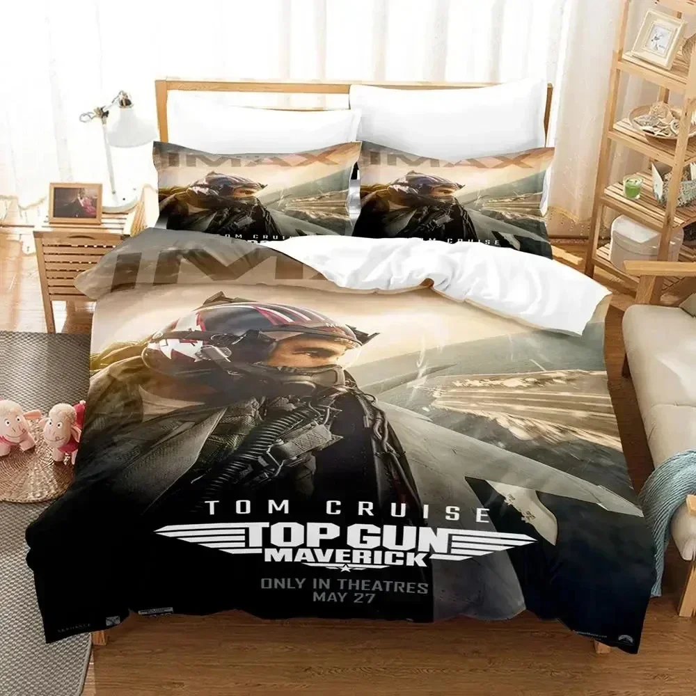 3D Print Top Gun Maverick Bedding Set Printed With Pillowcase Bed Duvet Cover Soft Queen King Size Bedclothes Home Boys Adult