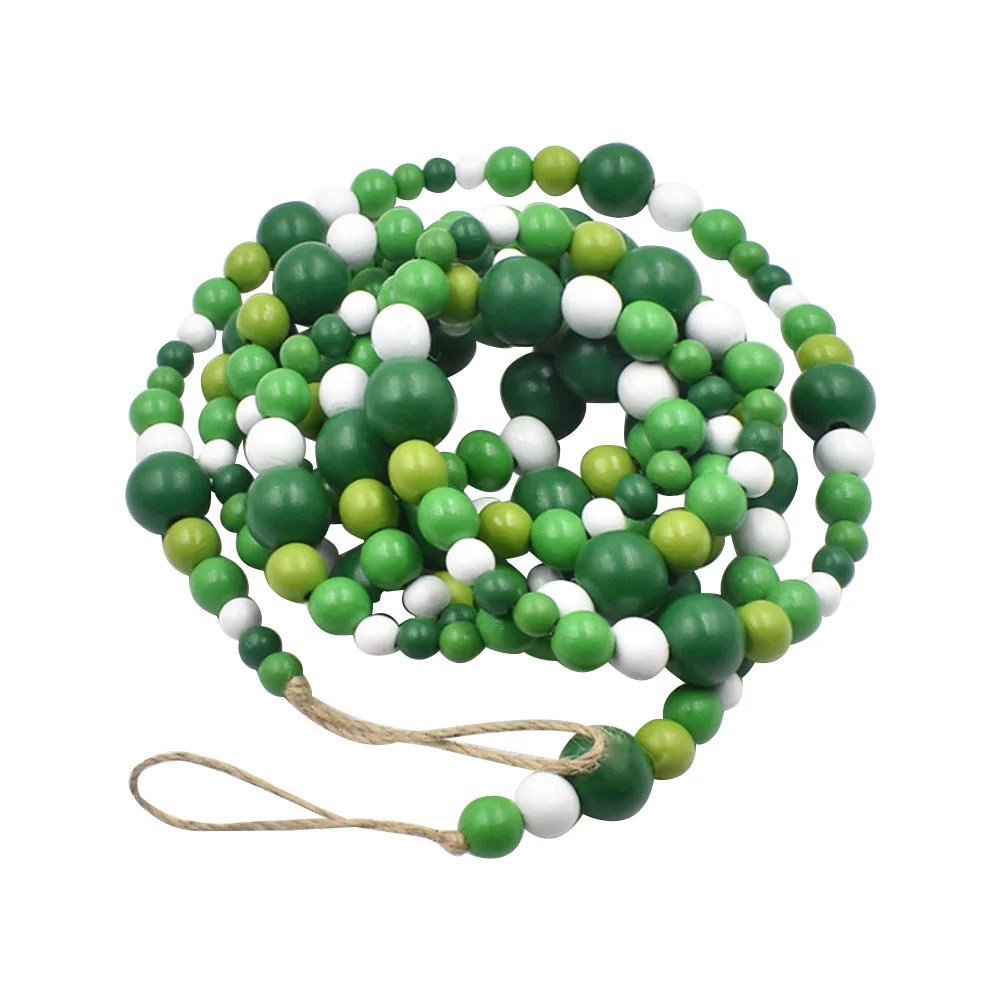 Green Beaded Decoration String Pendant Party Hanging Ornament Beads Must-have Irish's Day Wood St Patrick's Garland