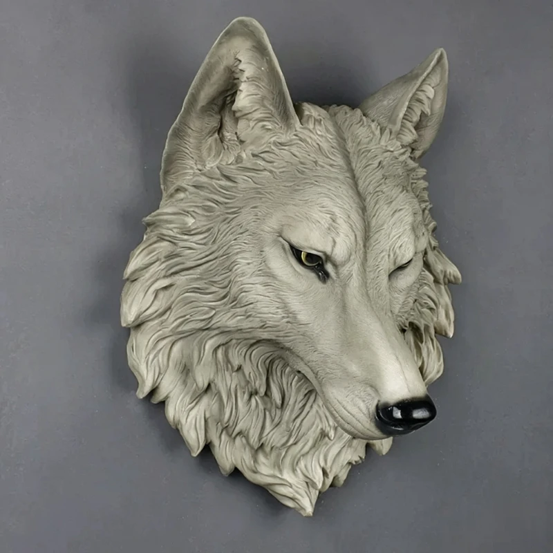 American Luxury Wolf Head Home Decor American Resin Animal Hanging Wall Ornament Hotel Living Room Office Decoration Crafts