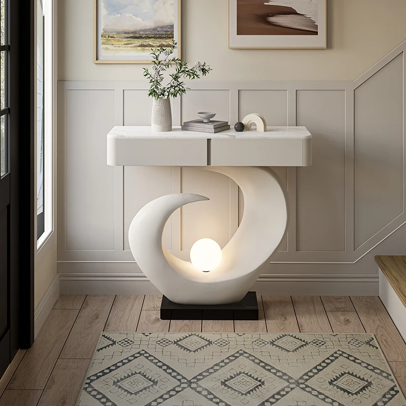 

！@Modern Cream Sensor Light Console Table Original for Dining Apartment Entrance & Living Room Home or Office