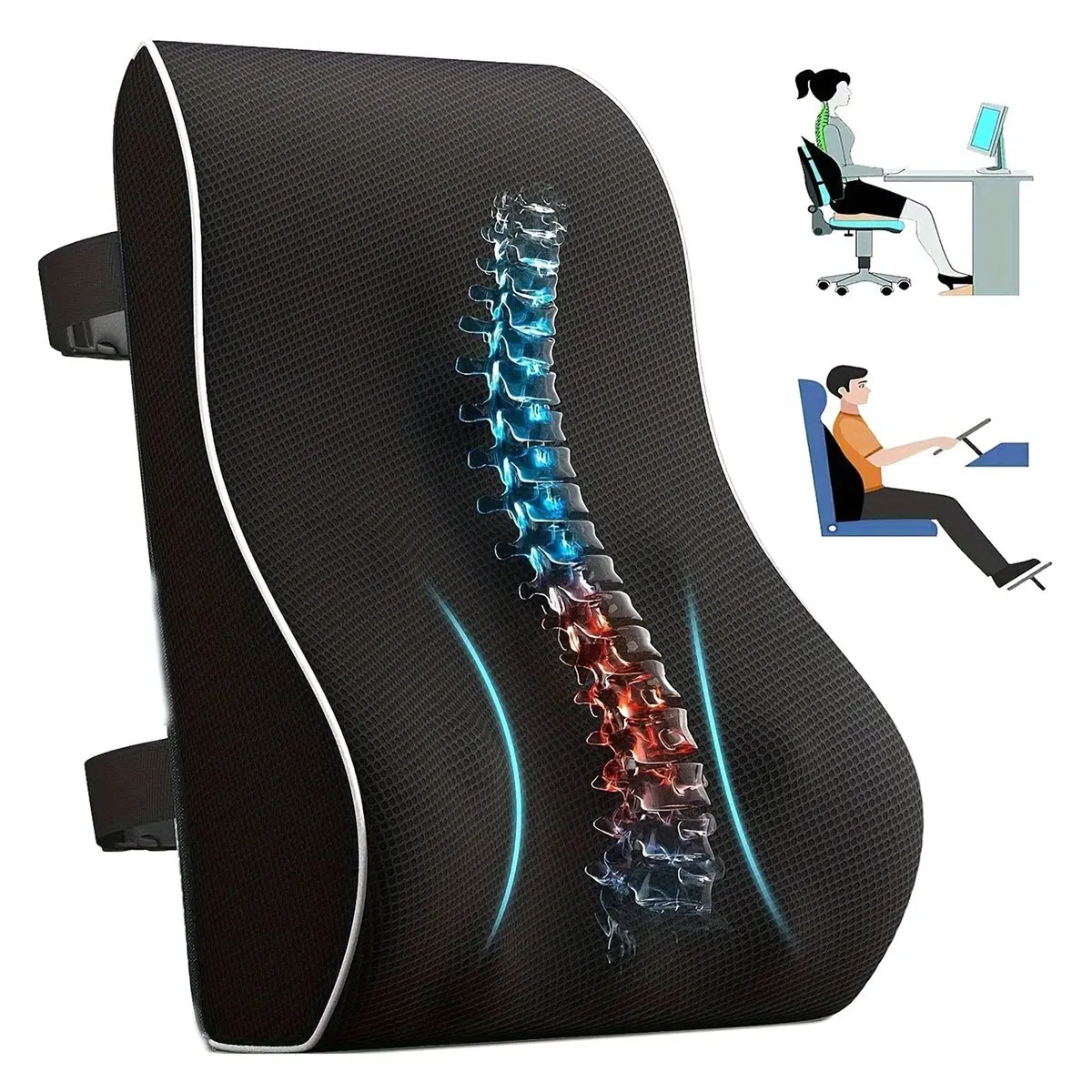 

*SPOR Подушка для поясничной поддержки из пены с эффектом памяти, подушка для автомобильного сиденья, облегчающая боль в спине, мягкая и удобная для офиса, дома, автомобиля