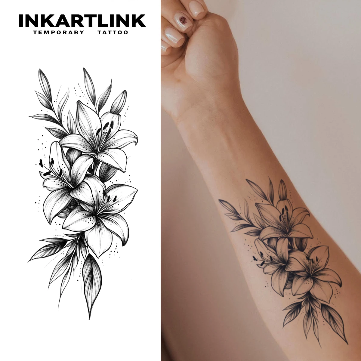 Flower Temporary Tattoo,Lasts To 15 Days New Technology Magic Waterproof Semi Permanent Sticker,For Women's Holiday Parties..