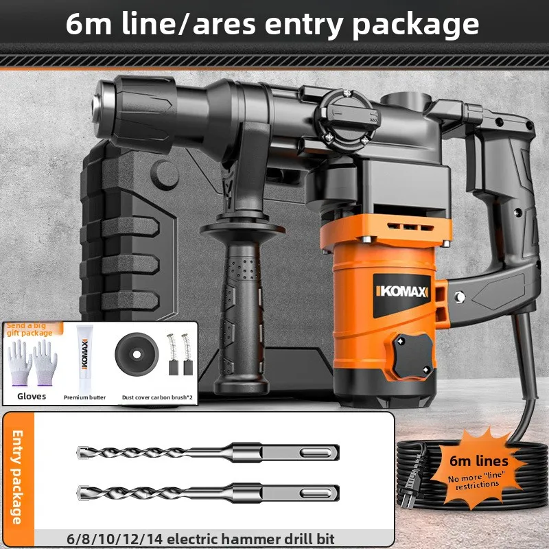 

KOMAX Electric Hammer, Electric Breaker, High-power 220V Impact Drill, Industrial-grade Electric Tool for Concrete Drilling