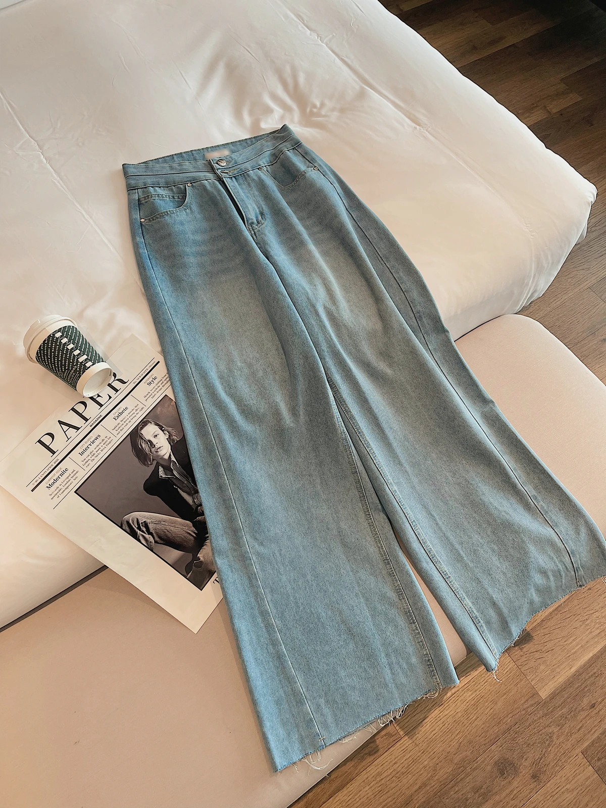 Jeans Cargo Pants Y2K Woman Clothing 2025 Spring Summer Korean Fashion Style Elegant Long Denim Trousers Wide Leg High Waist New