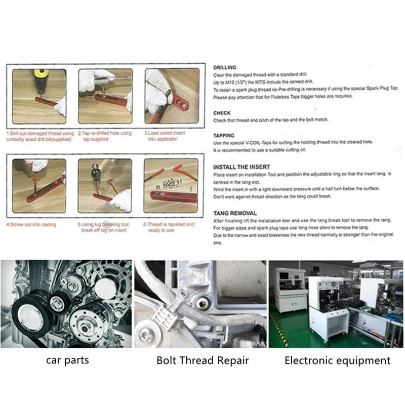 88/131pcs Thread Repair Kit M3 M4 M5 M6 M8 M10 M12 M14 Screw Thread Inserts For Restoring Damaged Threads Repair Tools Drill Bit