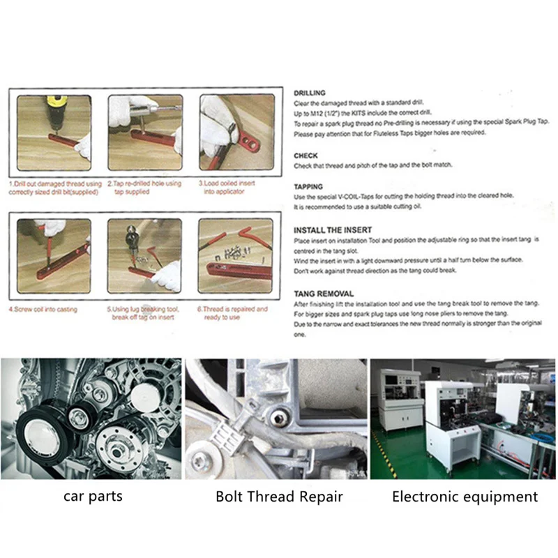 Imagem -04 - Kit de Reparo de Roscas para Restaurar Roscas Danificadas Ferramentas de Reparo Broca m3 m4 m5 m6 m8 M10 M12 M14 88 Pcs 131 Pcs
