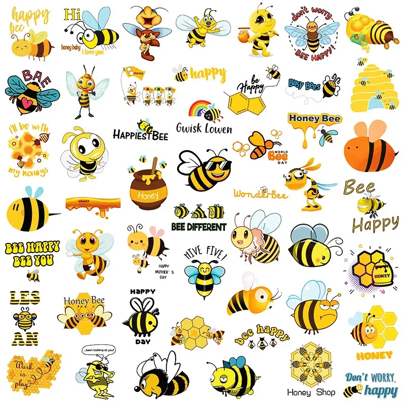 10/25/50pcs Cartoon Little Bees Graffiti Stickers for Luggage Water Bottle Phone Laptop Guitar Scrapbook Helmet Car Wall Decal