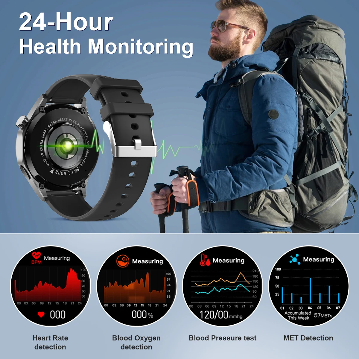 GT4 Pro + Smartwatch para homens, relógios esportivos, trajetória GPS, tela 3D 460x460, NFC, IP68 impermeável, novo, 2022