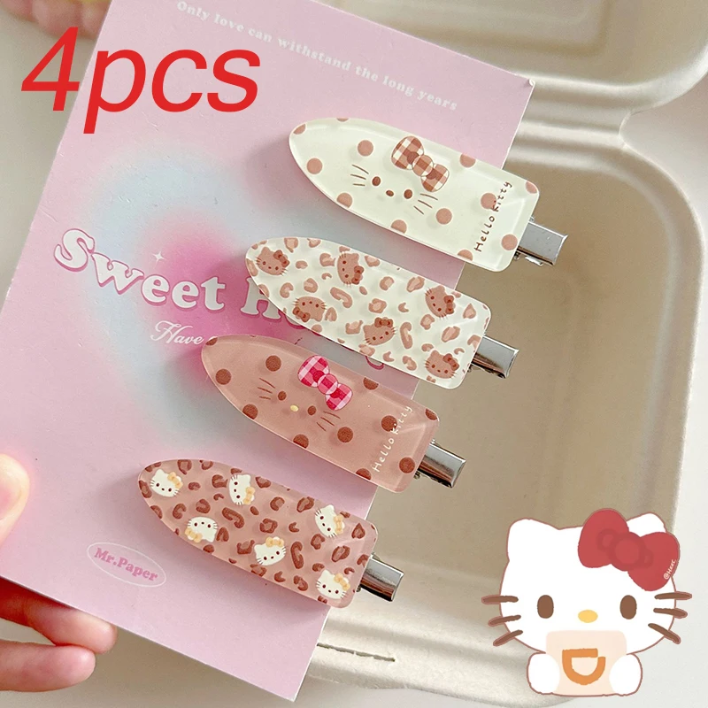 4 قطع سانريو مرحبا كيتي دبوس الشعر الكرتون مشبك شعر باريت لطيف الحلو ماكياج الجانب الانفجارات كليب الفتيات إكسسوارات الشعر أغطية الرأس