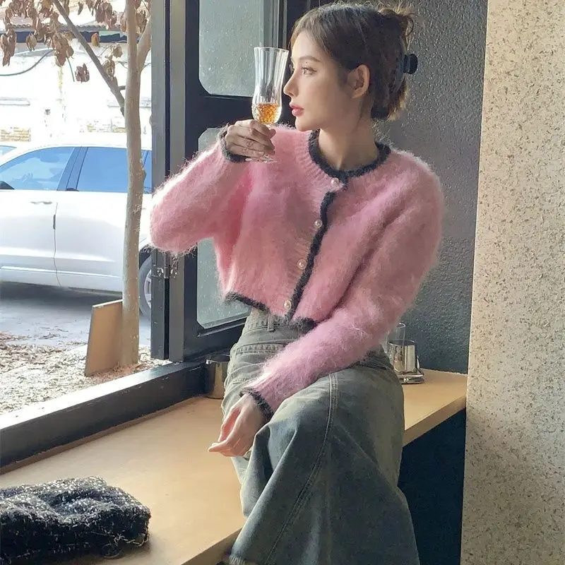 Mink Velvet Soft Waxy Wind Sweater in Autumn and Winter Wears A Short Cardigan Mao Mao Coat