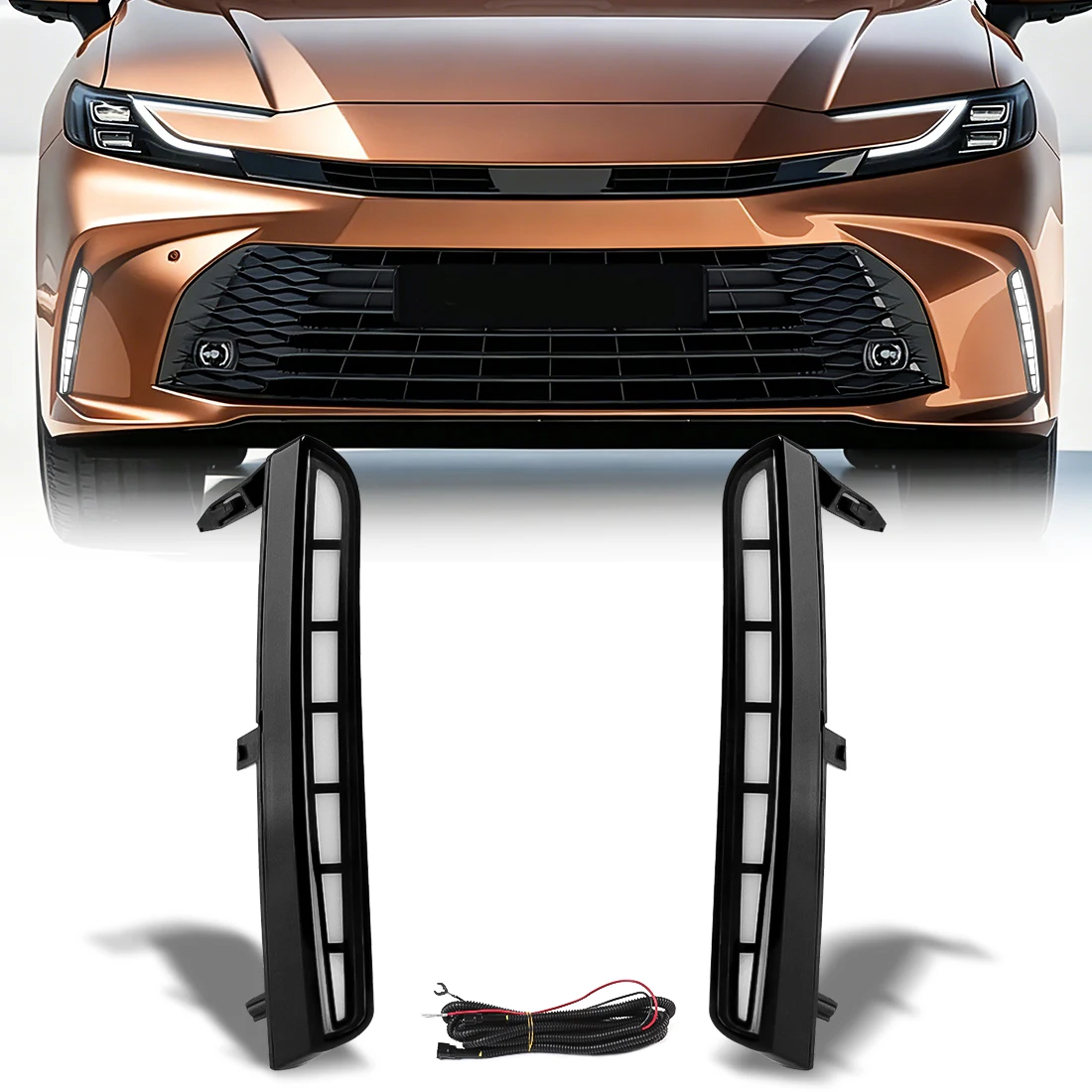 Car Light LED DRL For Toyota Camry LE XLE 9th Gen 2024 2025 Daytime Running Light Turn Signal Fog Lamp Front Bumper Lights 12V