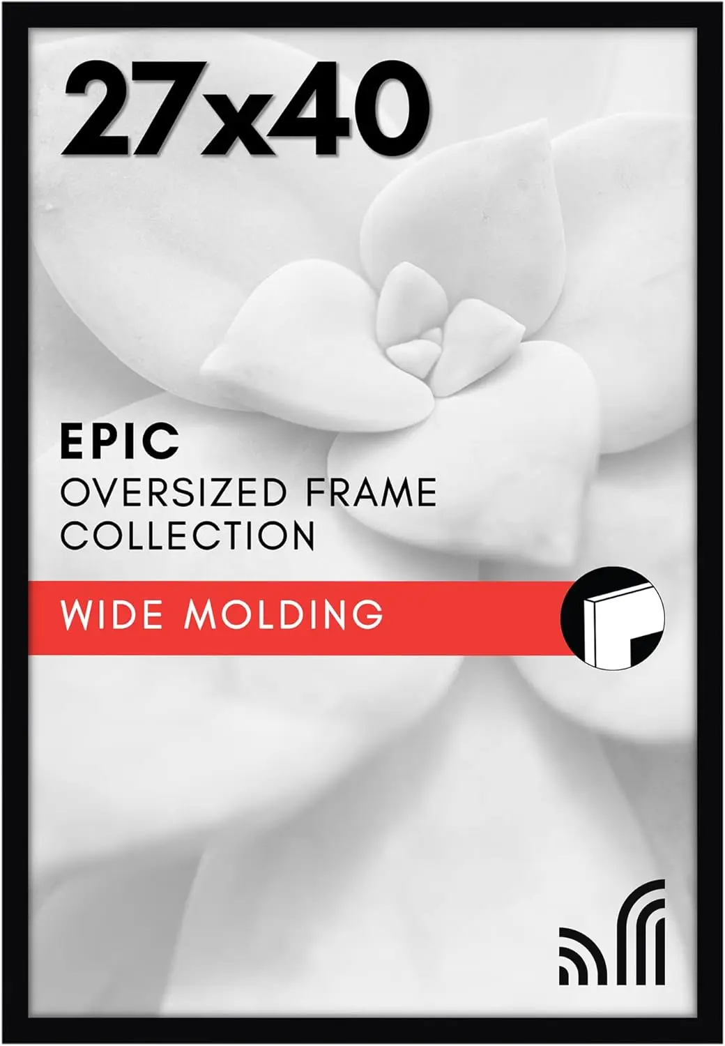 

27x40 Black Movie Poster Frame with Polished Plexiglass - Wide Photo Frames for Wall Display, Home Decor, Office Art