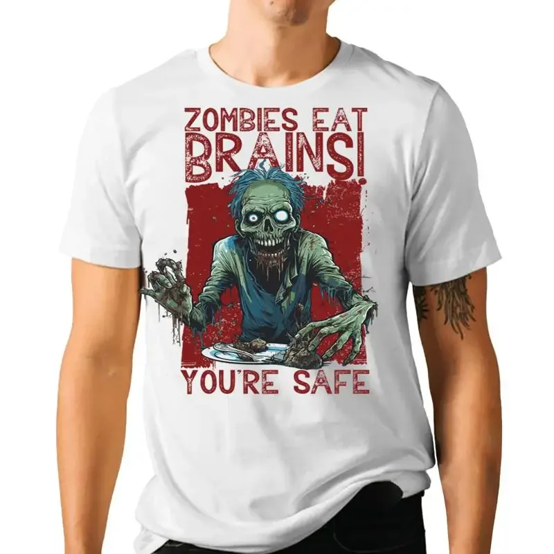 Halloween Zombie T Shirt Eat Brains You'Re Safe Funny Horror