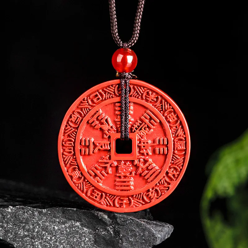 Natural Authentic Cinnabar Pendants Mountain Ghosts Spend Money For Safety Buckle Red Sand For Men's Gifts Women's Charm Jewelry