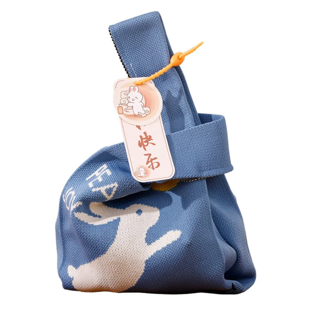 

Mid-Autumn Festival Mooncake Gift Bag Large Capacity Rabbit Knitted Handbag Package Bag Purse Wallets Mini Knot Wrist Bag Girls