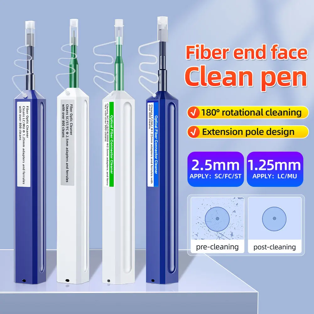 SC/FC/ST/LC2.5mm Fiber Optic Cleaning Pen LC/MU 1.25mm Fiber Cleaner Tools Optical Fiber Connector Cleaner Optical Smart Cleaner