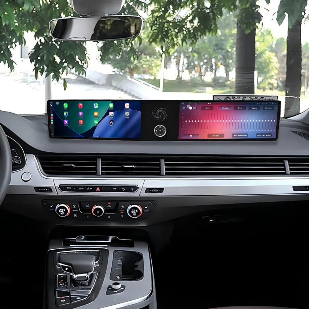 Dual Screen 12.3 inch Carplay Android 14 Car GPS Navigation For Audi Q7 2016-2020 Head Unit Multimedia Player Car Radio Auto