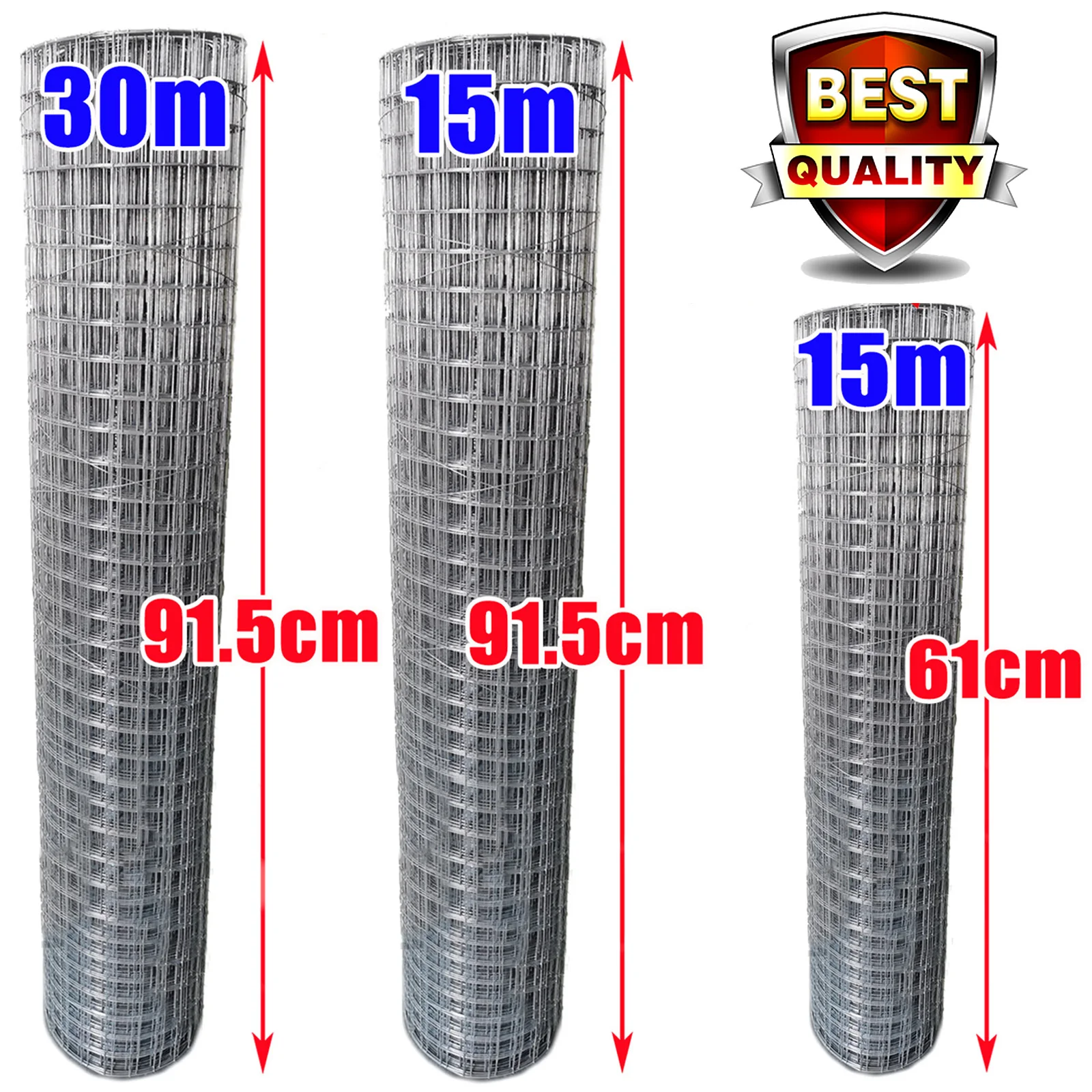 DayPlus Welded Wire Mesh 915mm X 15m/30m Hot-dipped Galvanized Fencing Anti-rust Chicken Coop Wire Fence for Garden Plant Pet