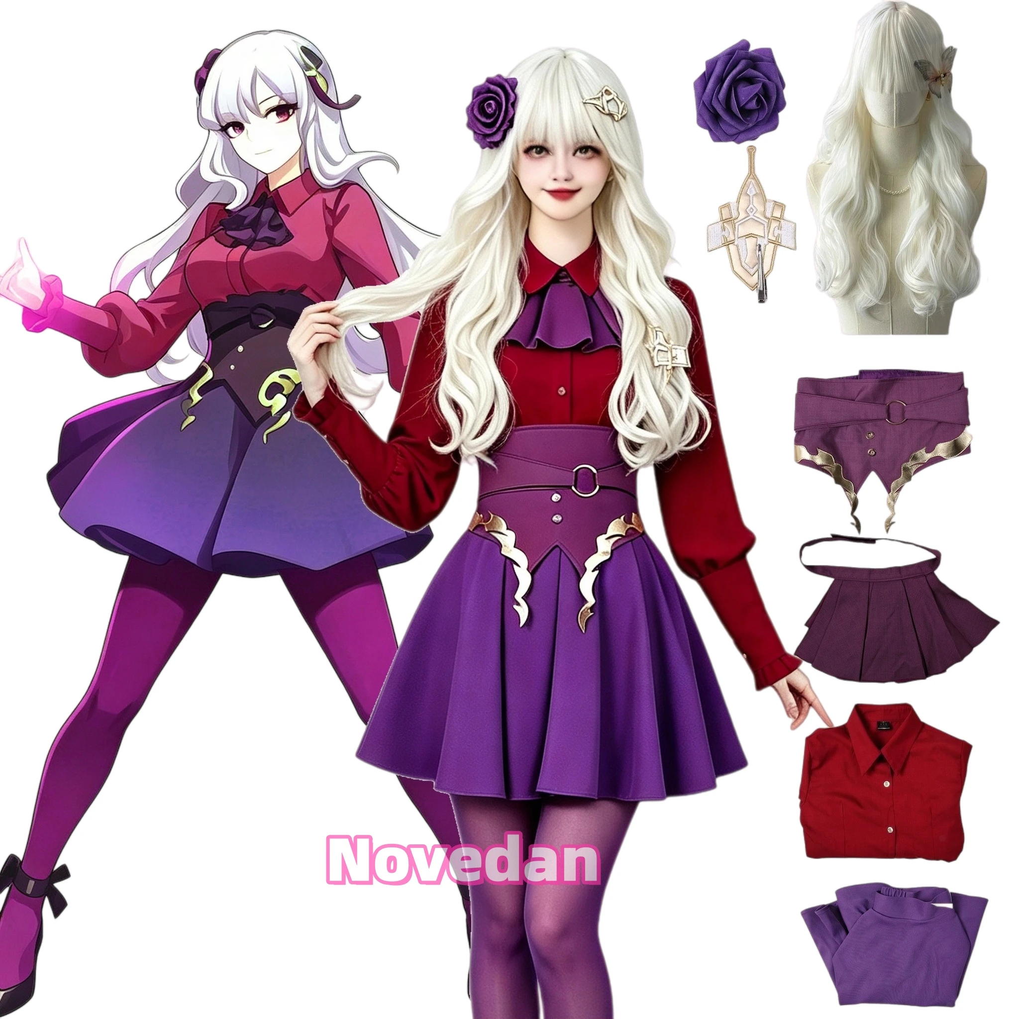 Disfraz de Cosplay de Ishtar del Juego FGO Fate Grand Order FSF, Vestido, Camisa, Falda, Accesorios, Peluca, Conjunto Completo para Fiesta de Halloween, Traje de Juego para Mujeres