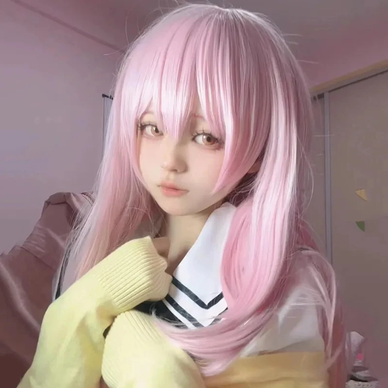 أنيمي أنت وأنا وهي قصة حب Muko Aoi شعر مستعار تأثيري المرأة لوليتا الوردي الشعر الطويل مقاومة للحرارة شعر مستعار اصطناعي عيد الميلاد