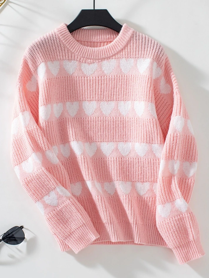 Love Pullover Women's Sweater Fashionable and Versatile Knit Sweater Sweet and Casual Simple and Personalized Sweater