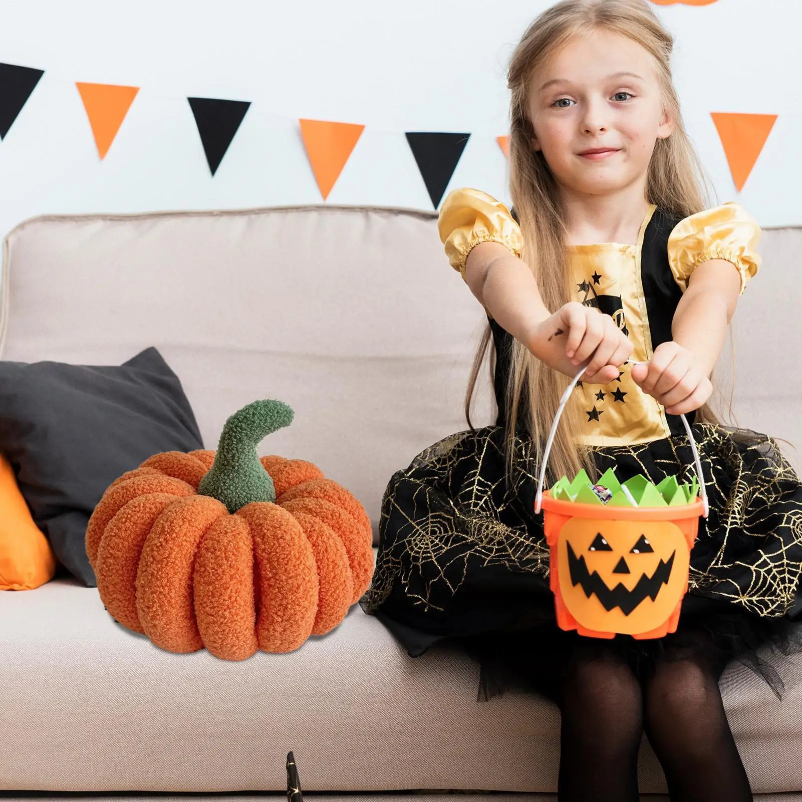 

Pumpkin Shaped Pillow Halloween Pumpkin Toys Decorative Realistic Cushion Decorations For Indoor Home Living Bedroom Porch