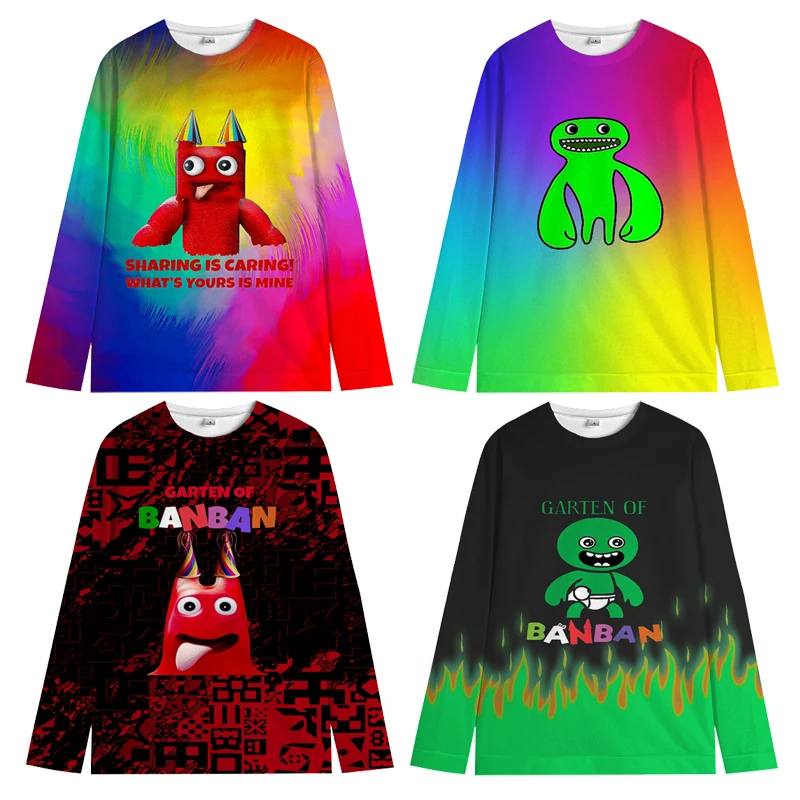Garten Of BanBan Sweatshirts Cartoon Casual Kids Boys Girls Long Sleeve T Shirts Baby Crew Neck Pullovers Fall Tops