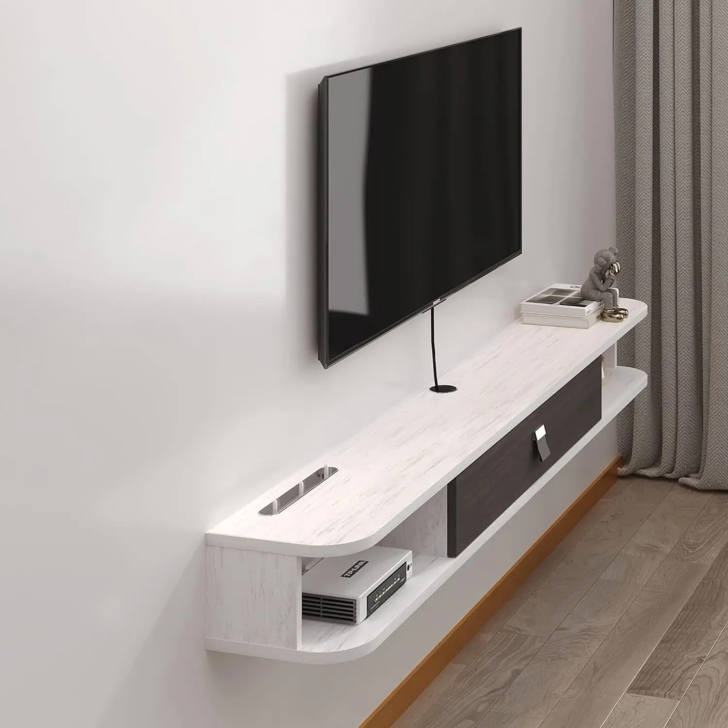 

Pmnianhua Floating TV Console,63'' Wall-Mounted Media Console TV Cabinet Floating TV Stand Entertainment Shelf