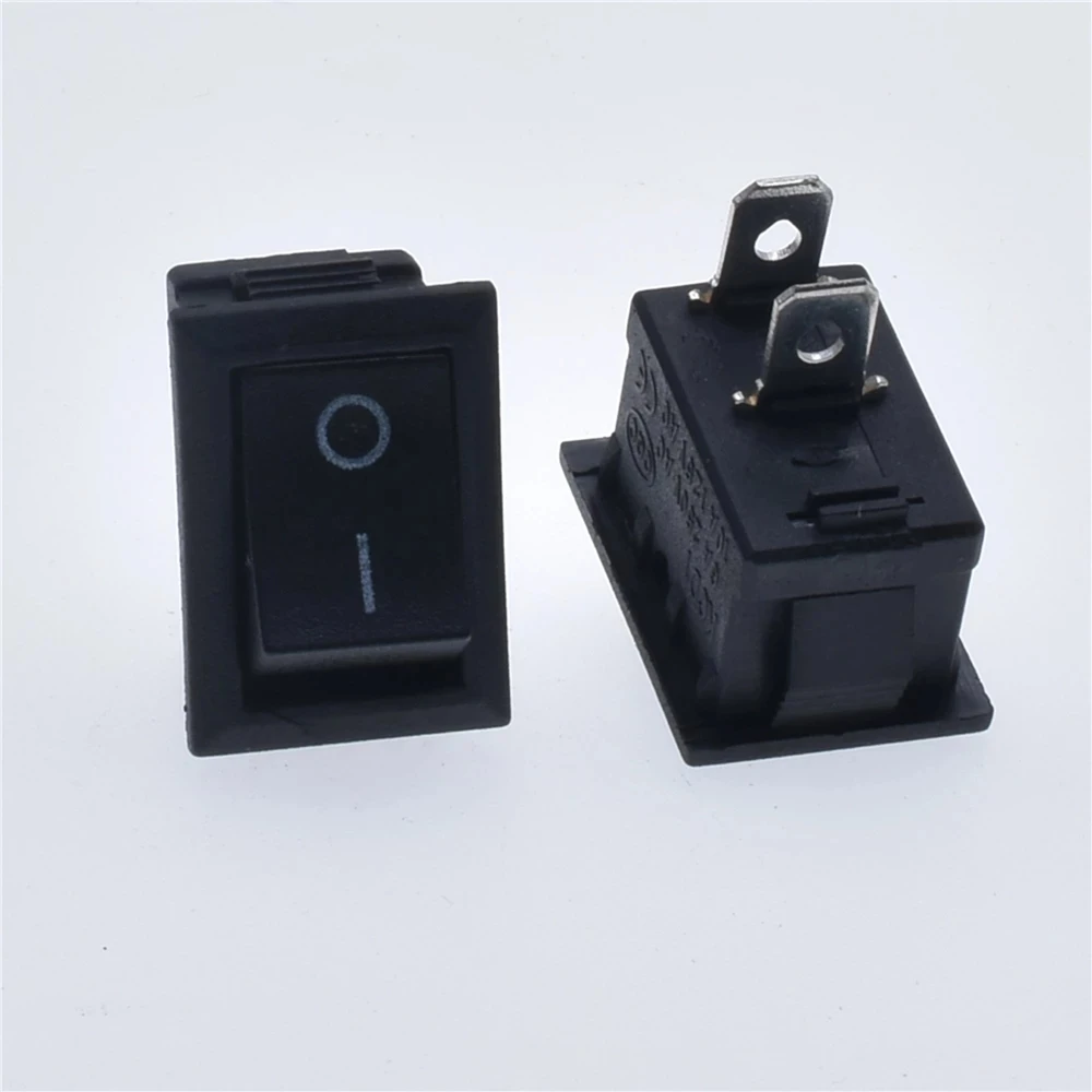 

10 Pcs/lot KCD1-101 2Pin 15*21mm Mini Push Button Switch SPST 3A 250V AC Black Hot sale Snap-in On/Off Boat Rocker Switch 6A250V