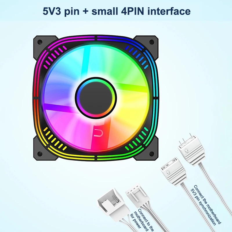 

120mm 5V 3PIN ARGB Cooling Fan PWM Quiet Cooling Fan Computer Chassis Fan 800-1600RPM Large Air Computer Cooling Fan Cooler Fan