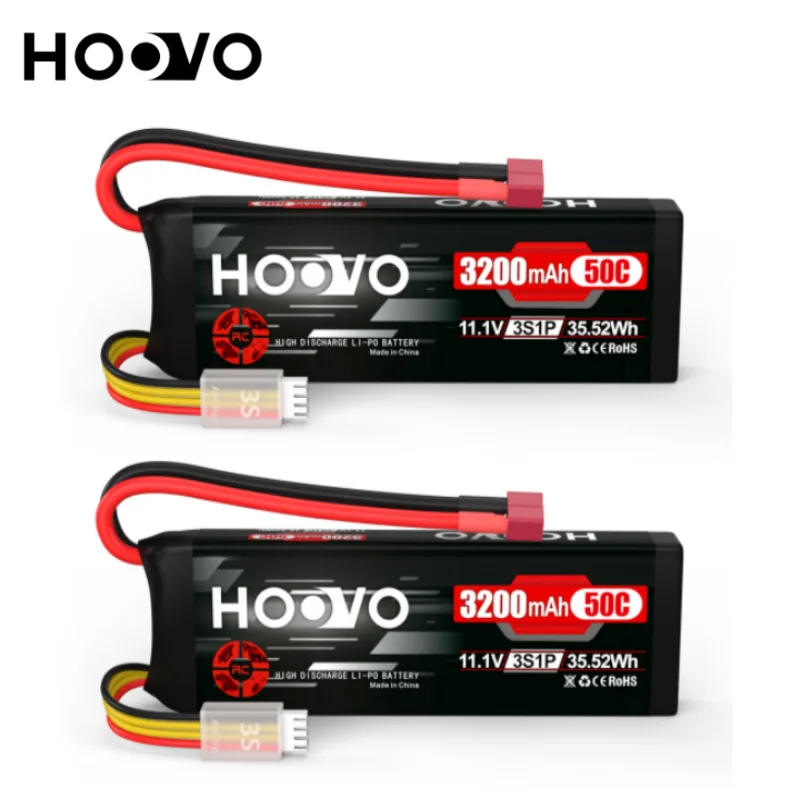 2Pcs HOOVO 3S 11.1V RC Lipo Battery 3200mAh 50C with Deans T Connector for RC Car RC Helicopter Airplane Quadcopter RC Models