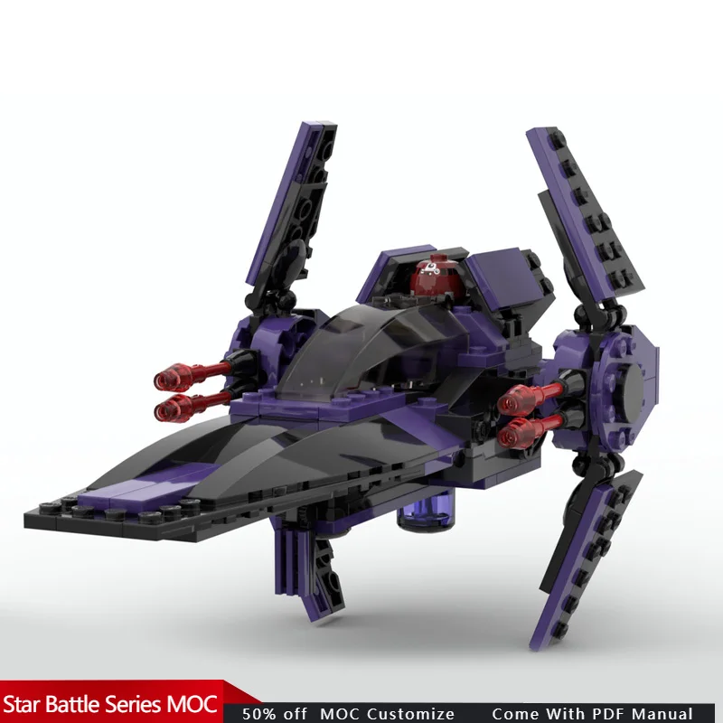 190 PCS Star Scuffle V-Wing Purple MOC Customize Modular Building Block Creative Design Educational DIY Boys Festival Toy Gift