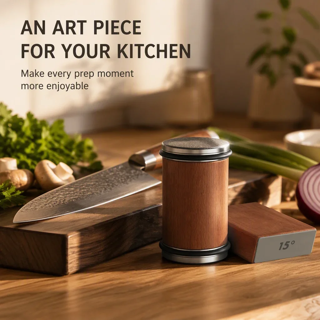 2026 New Rolling Knife Sharpener Knife Holder Kitchen Accessory Diamond Sharpening Stone Kit with 15 and 20 Degrees Angle Roller