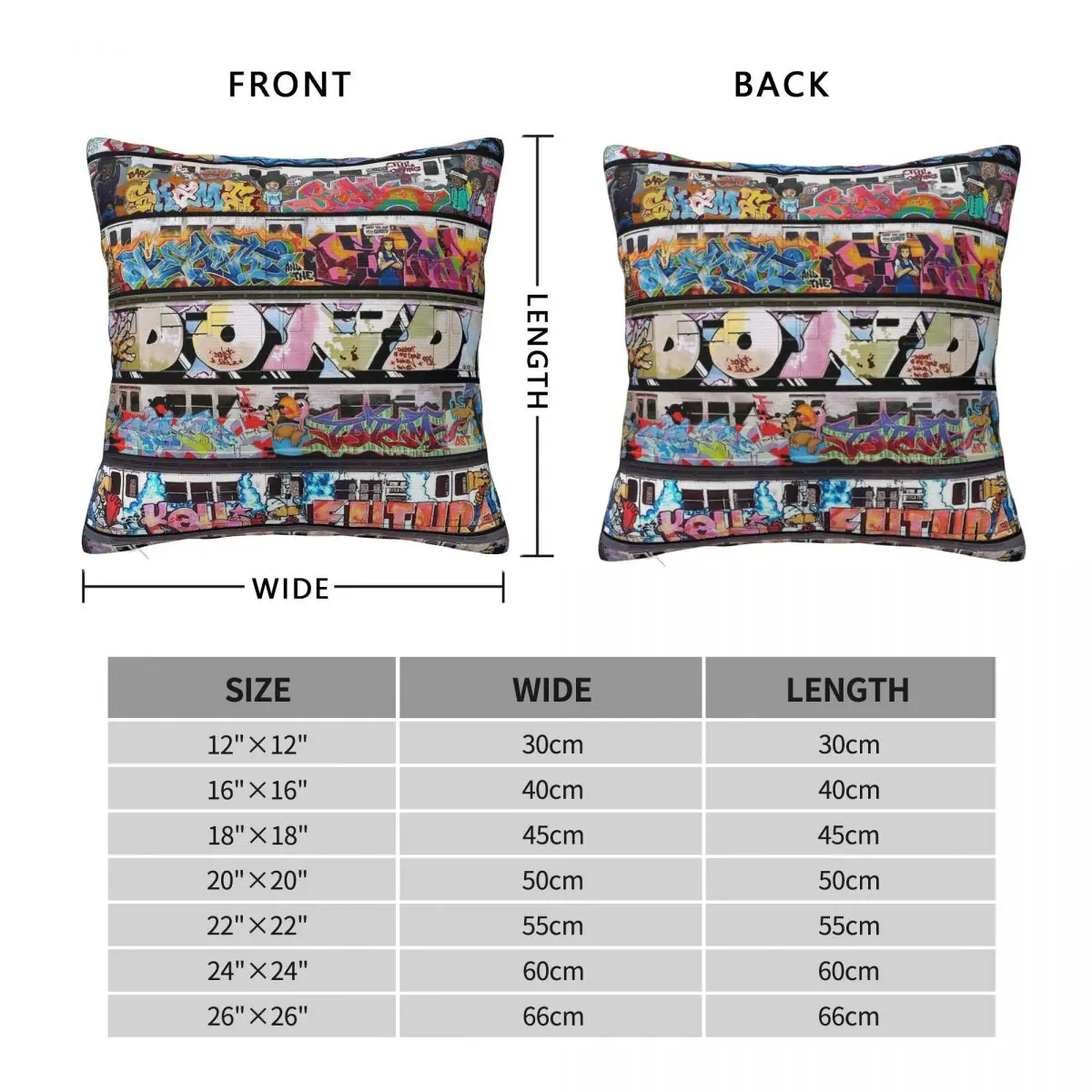 New York Subway Graffiti Square Pillowcase Polyester Linen Velvet Printed Zip Decor Throw Pillow Case Bed Cushion Cover 45x45