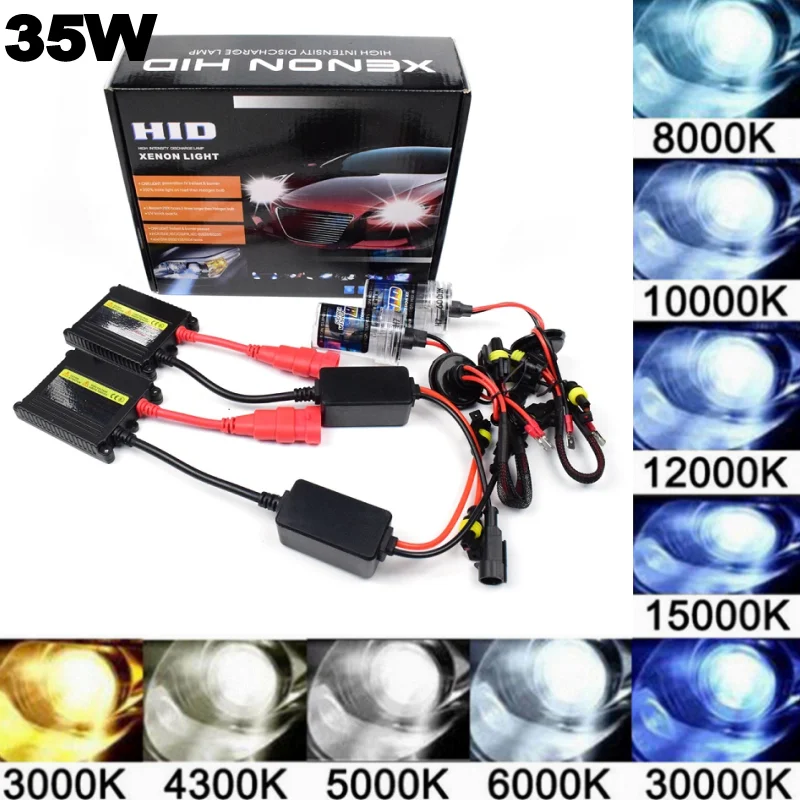 Car H7 HID Xenon Headlights Kit 12V 35W Slim Ballast Xenon Headlight Lamp Hid Bulb H11 H7 H3 H1 9005 9006 HB3 HB4 6000K 8000K