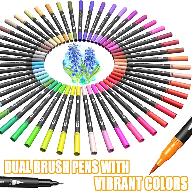 

Dual Tip Brush Marker Pens with Fineliner Brush Tip Pens Felt Tip Pens Set, Art Markers Watercolour Brush Calligraphy Drawing