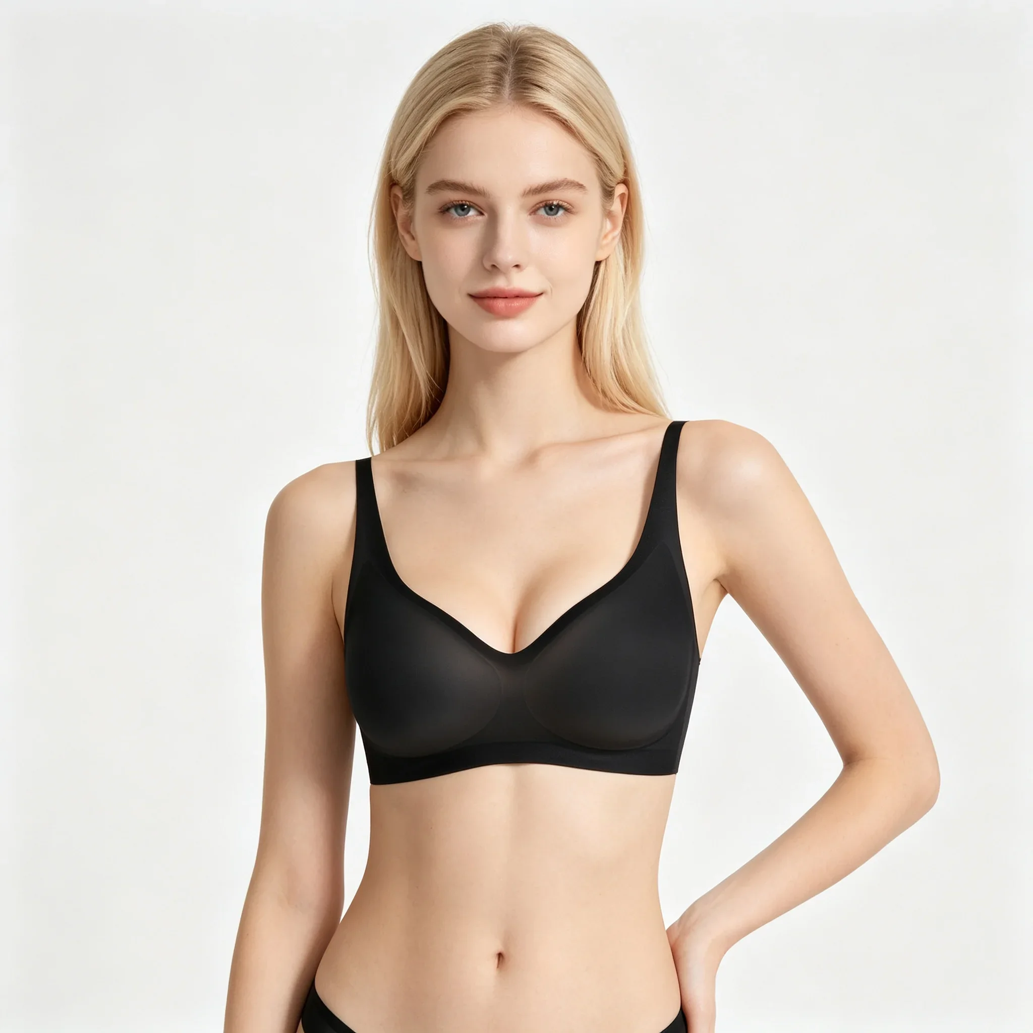 Skin Friendly Jelly Invisible Wireless Bra, Adjustable Non Slip Straps Gentle Bust Support, All Day Wear Cloud Soft Lingerie, Daily Essential Underwear for Women