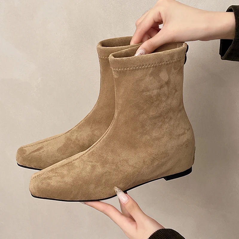 Flats Women Ankle Boots Winter Fashion Shoes Designer Dress Elegant Retro Boots Walking Woman Botas 2025 New Trend Botas Female