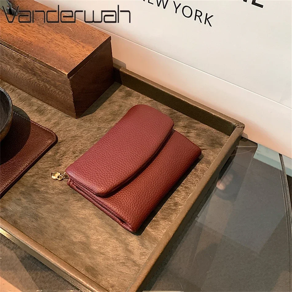 

2024 New Solid Color Coin Purse Leather Short Wallet Trifold for Small Women's Purses Clutch Card Holder Travel Card Wallets Sac