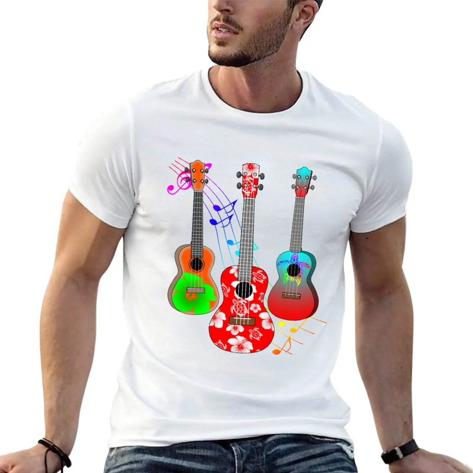 

Three Tropical Music Ukuleles T-Shirt funny t shirts dark humor t shirt for man 100 percent cotton T-Shirt