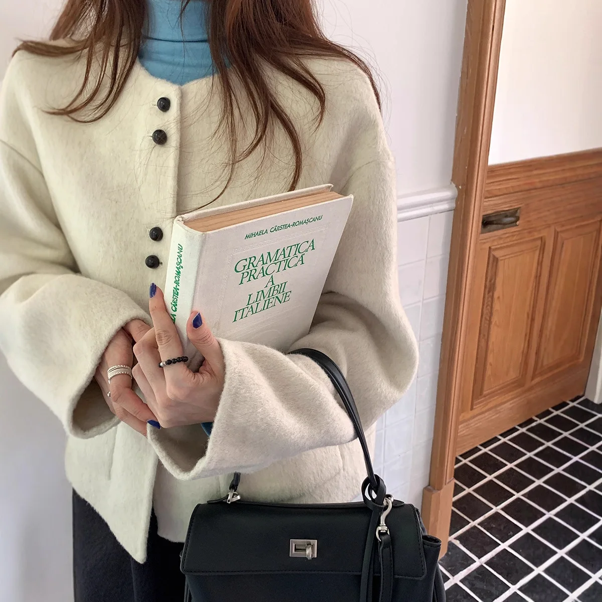 

Women's Wool Round Neck Double-sided Woolen Coat for Autumn and Winter 2025 New Korean Style Small Fragrant Woolen Coat