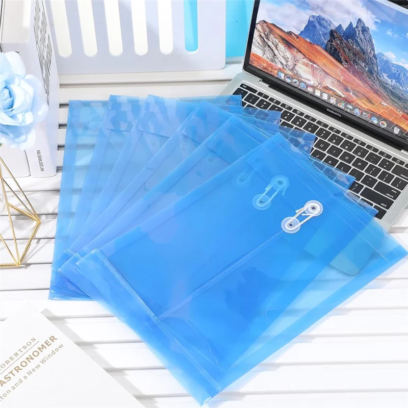 High Quality-12PCS Plastic File Folders For Documents,A4 Plastic Envelopes Folders With Snap Closure And String Tie,For School H