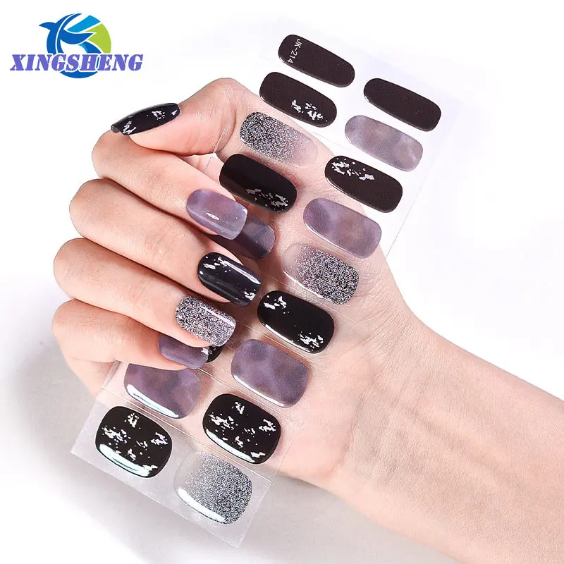 

European High Street Sweet and Cool UV Phototherapy Half Baked Semi Cured Gel Nail Stickers UV/LED Lamp Nail Art Supplies