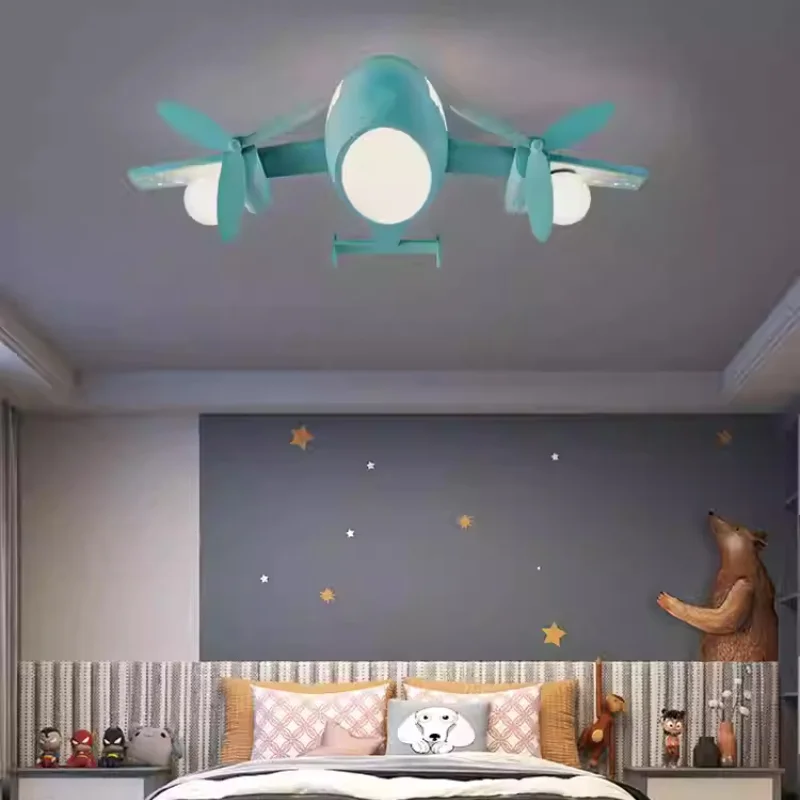 Children's Room Light Luxury Creative Cartoon Airplane Bedroom Pendant Light Modern Simple Infinite Dimming Ceiling Lamp