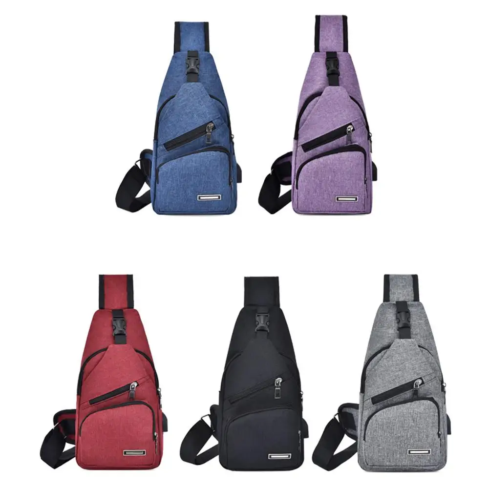 Mochila de hombro ligera con puerto de carga USB para hombres, bolso cruzado con eslinga, senderismo, caminar, ciclismo